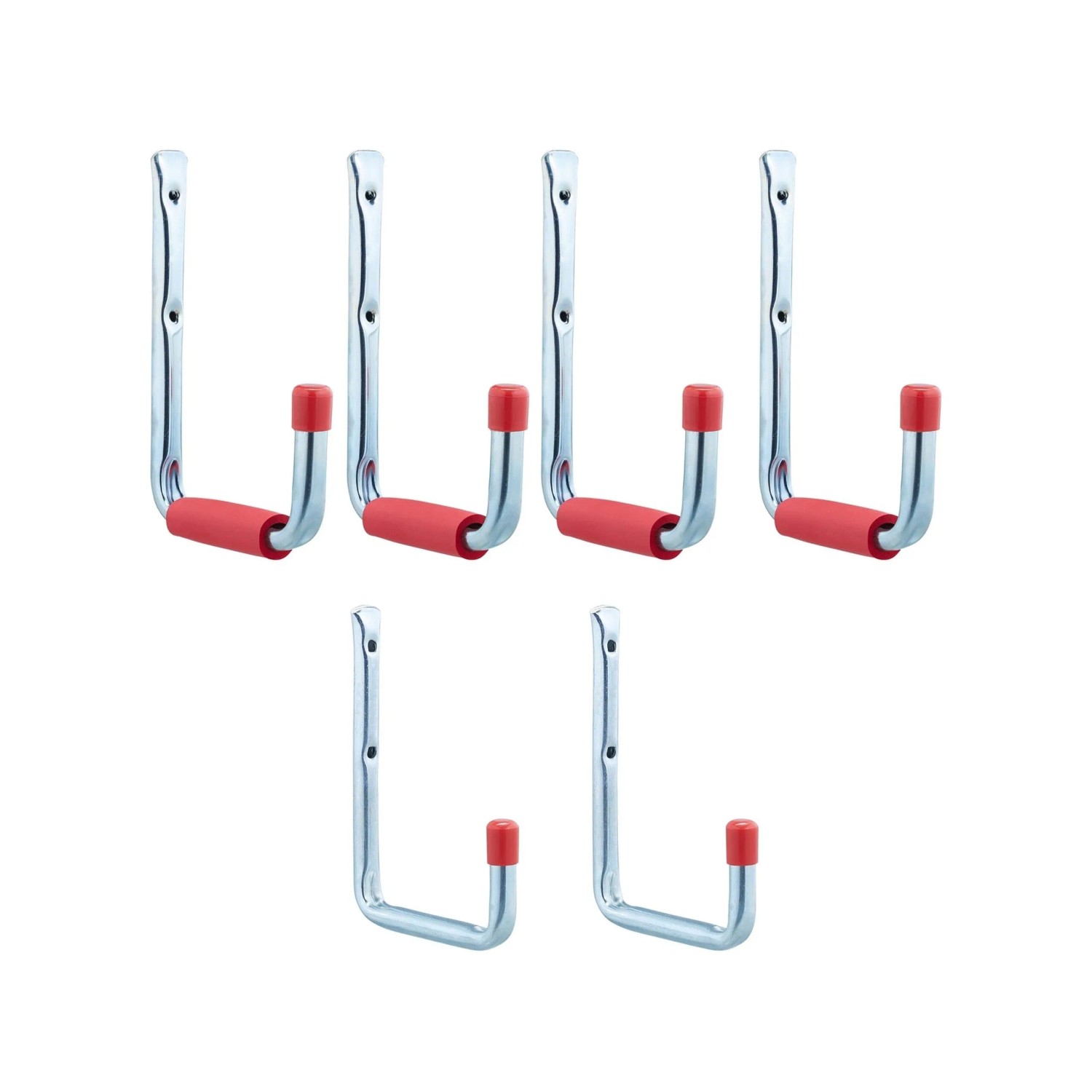 Relaxdays Wandhaken im 6er Set Stahl Silber Schaumstoffummantelt 22 cm x 15,5 cm x 2,5 cm
