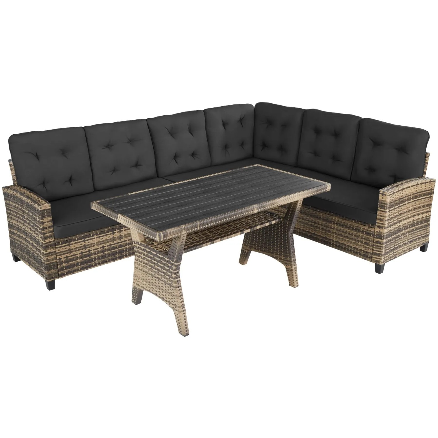 Tectake Rattan Lounge Catania Für 6 Personen Widerstandsfähig  120 x 65 x 73 cm Natur