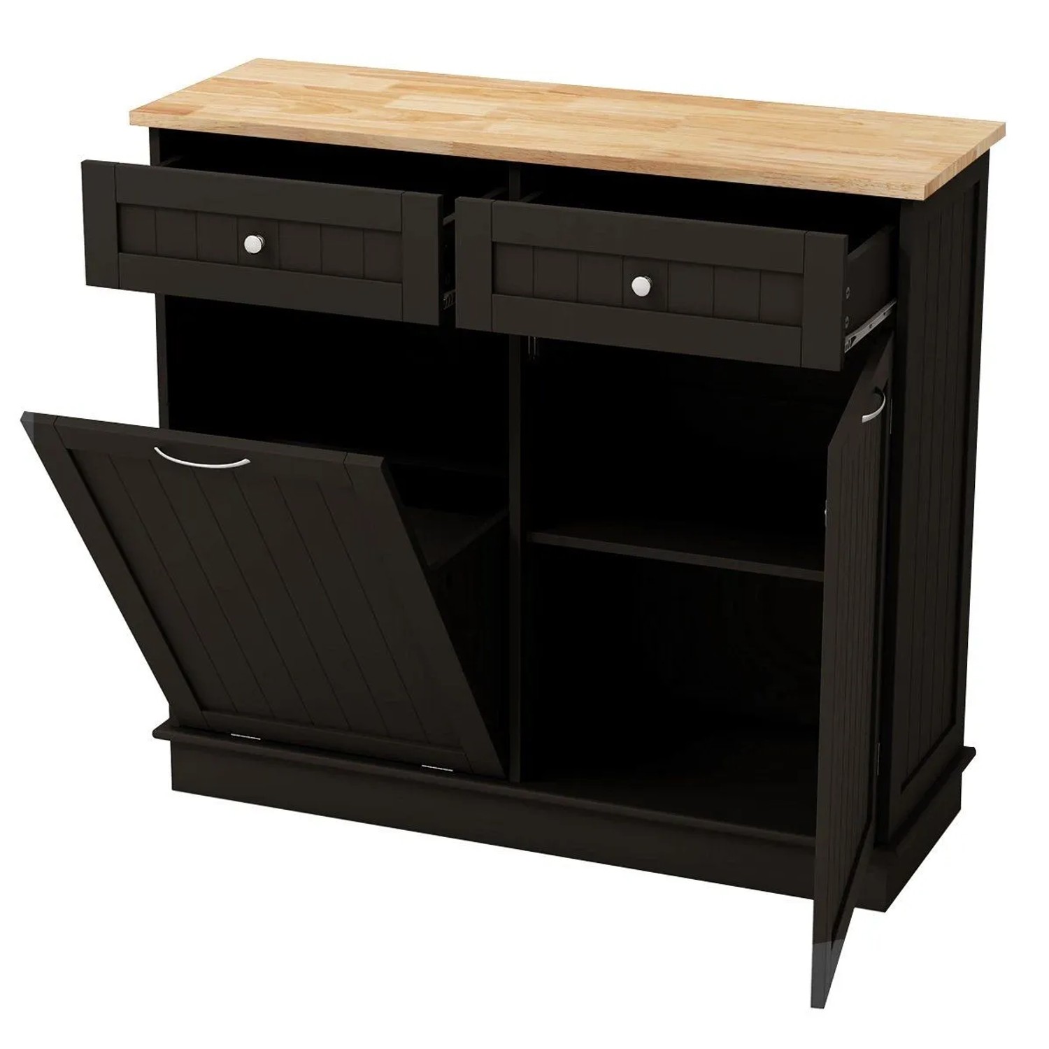 Costway Kommode für Mülleimer Schrank für Küche Ohne Mülleimer Braun