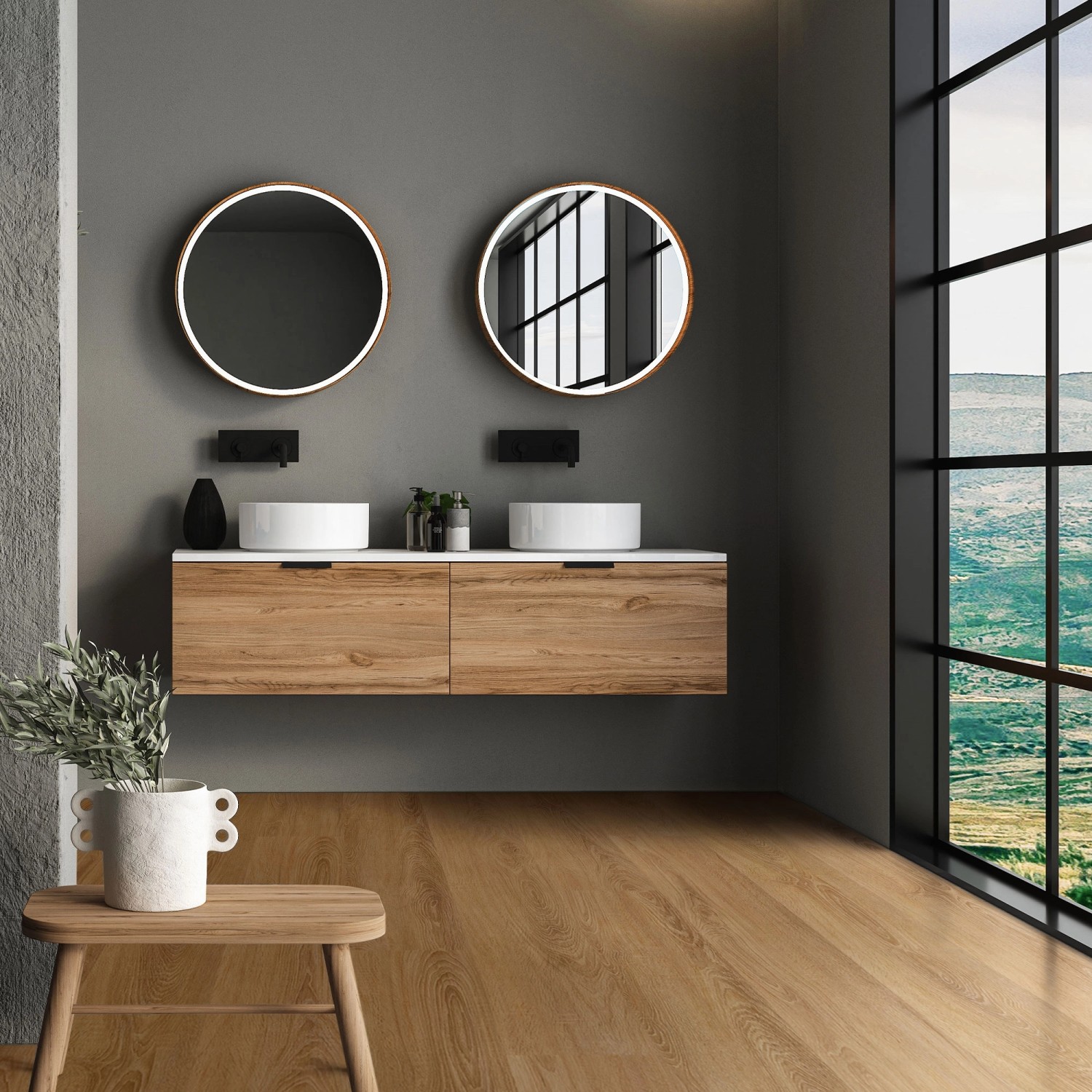 ML-Design Click Vinyl Sandbar Eiche, 4,2mm, im Badezimmer verlegt. Moderner Vinylboden in Holzoptik.