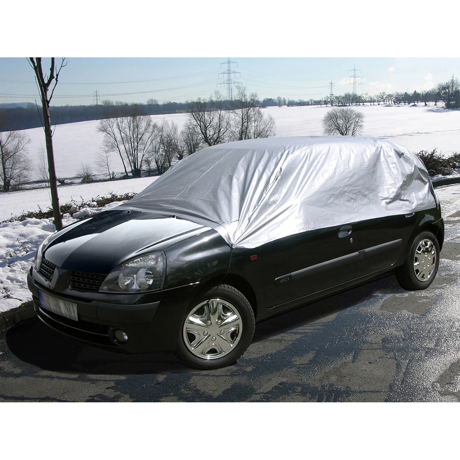 Eufab Halbgarage Gr. S in Silber schützt Auto vor Frost und Schmutz.