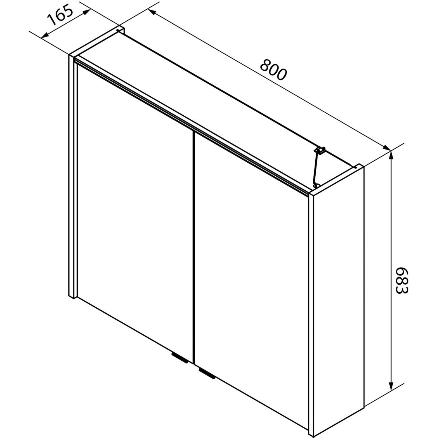 Fackelmann LED-Spiegelschrank Verona, 80 cm, Nussbaum Dekor, 2-türig, mit Maßangaben.