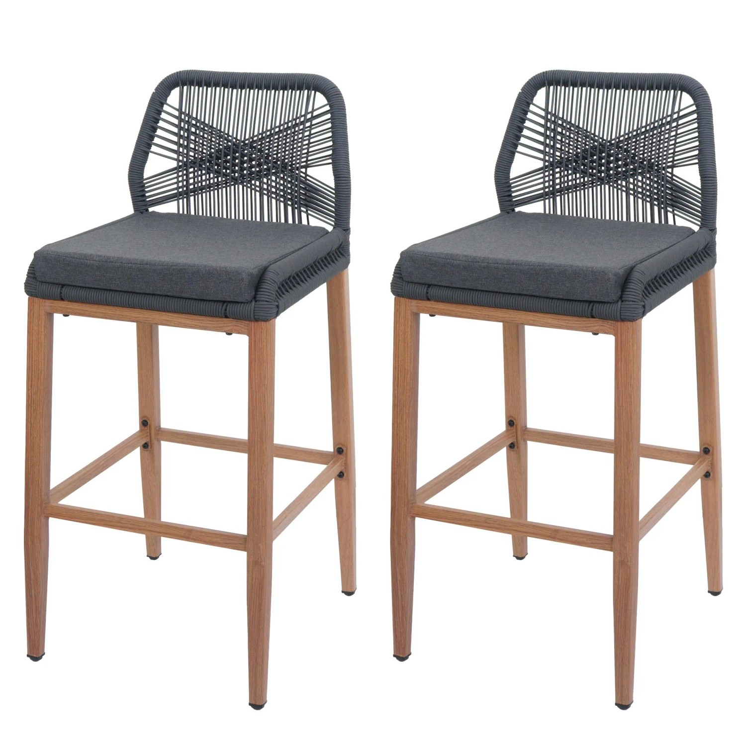Proregal 2er-Set Rope-Barhocker HxBxT 101x45x50 cm Sitzhöhe 76cm Anthrazit günstig online kaufen