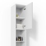 Vicco Badschrank Fynn, weiß hochglanz, 30x190 cm, mit offenen Fächern und Badartikeln.