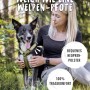Rudelkönig Hundegeschirr Bella, gepolstert, Größe L, mit Frau und Hund im Grünen.