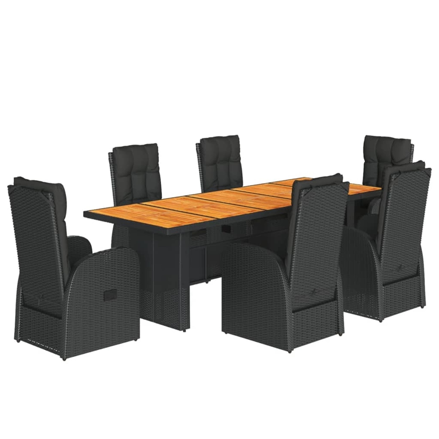vidaXL 7-Tlg Garten-Essgruppe mit Kissen Schwarz Poly Rattan 3277645 günstig online kaufen