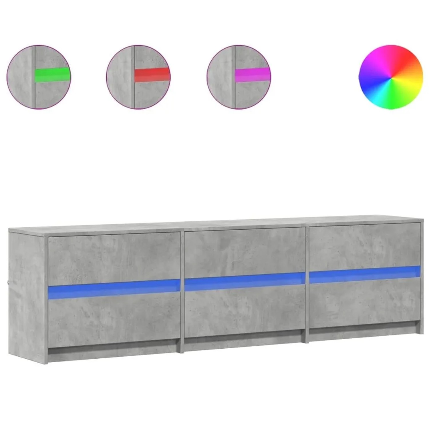 vidaXL TV-Schrank mit LED-Beleuchtung Betongrau 180x34x50 cm 3307929