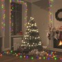 Mehrfarbige LED-Lichterkette (60 m) von vidaXL dekoriert Weihnachtsbaum und Fenster.