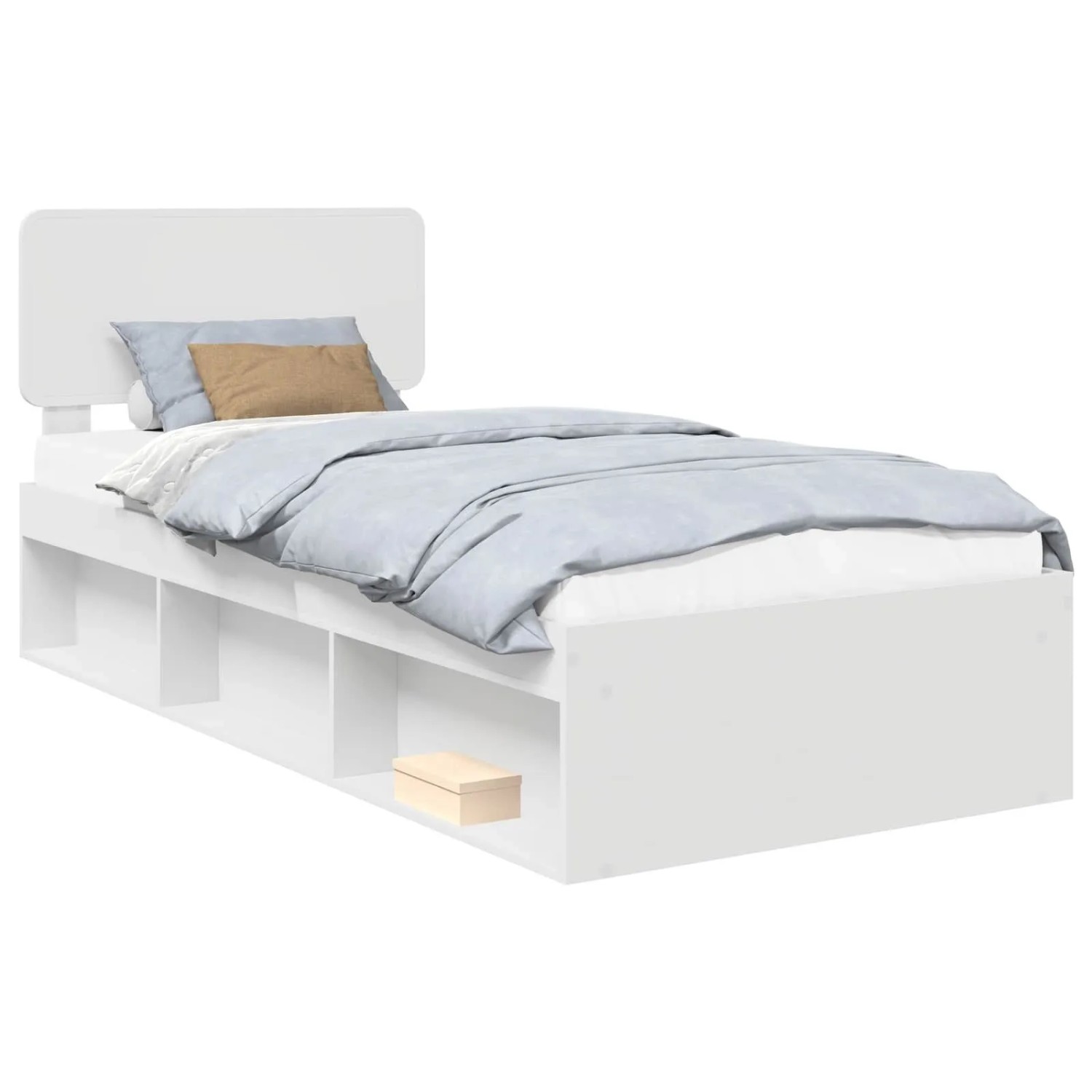 vidaXL Bettrahmen mit Kopfteil Weiß 90 x 200 cm Massives Kiefernholz 3412123