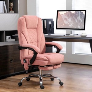 Rosa Vinsetto Bürostuhl mit Massagefunktion, aus Polyester, ausziehbarer Fußstütze und Rollen.