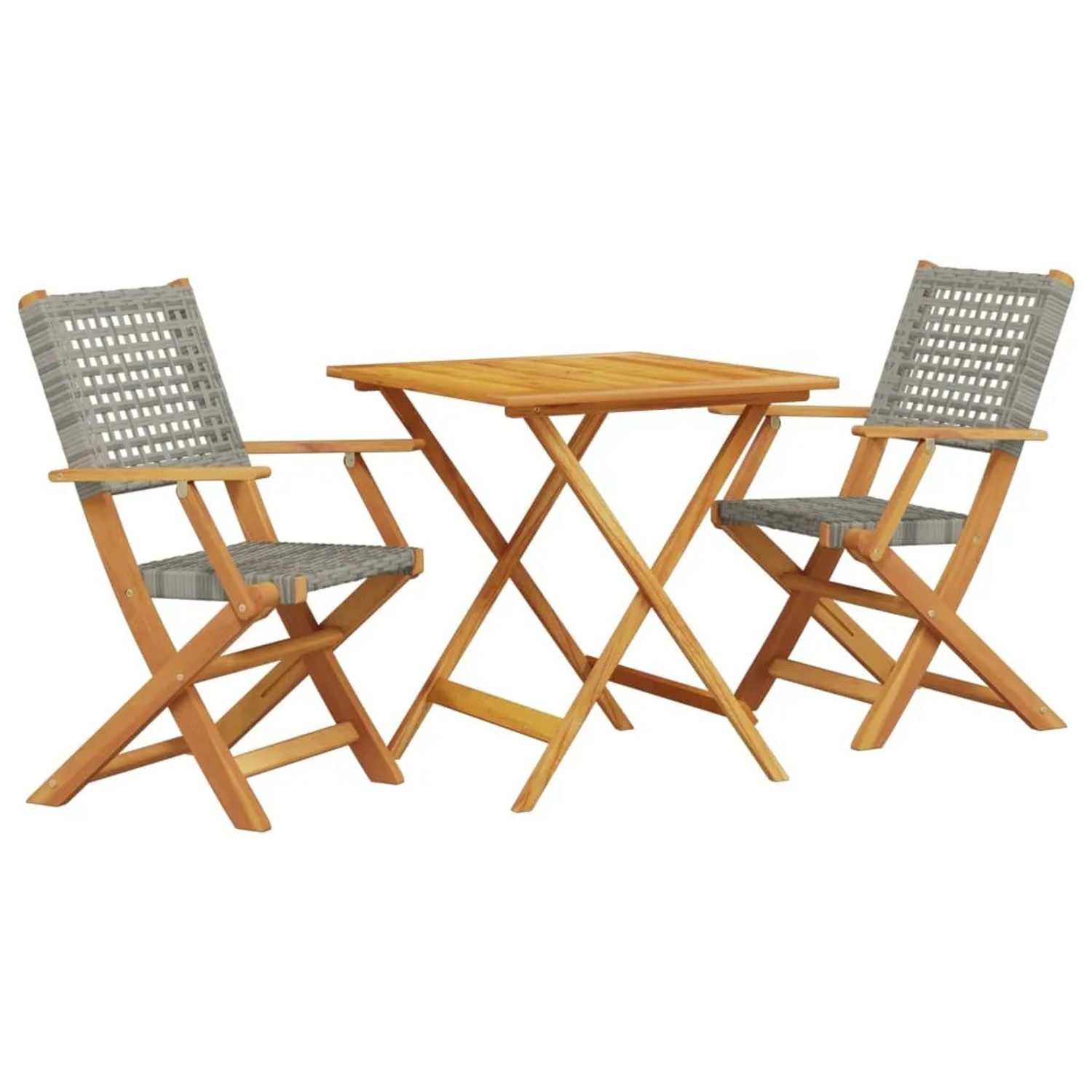 vidaXL 3-tlg Bistro-Set Grau Poly Rattan und Massivholz Modell 7 günstig online kaufen