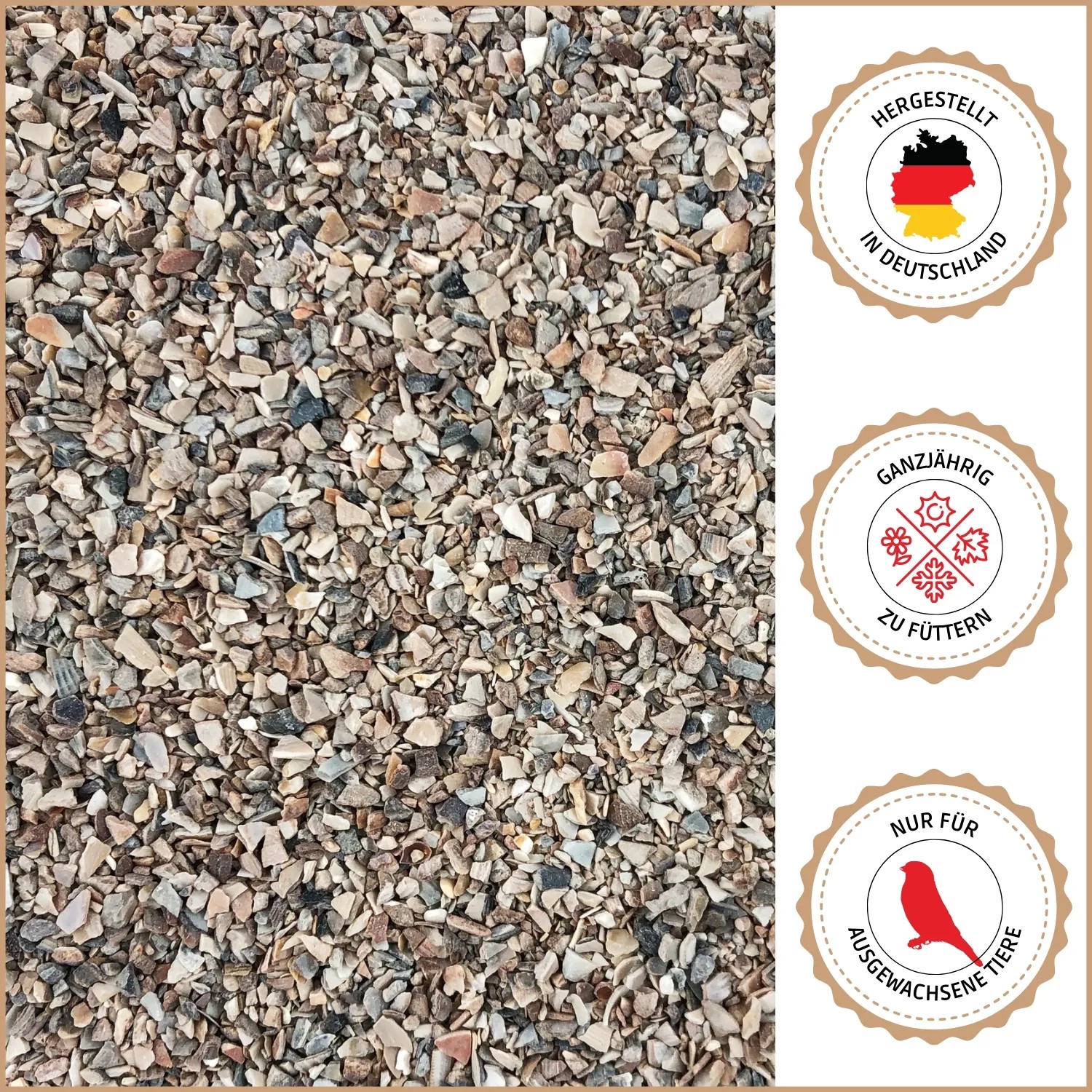 Supravit Vogelgrit, Mineralgrit für Vögel & Geflügel. Natürliche Partikel als Verdauungshilfe. Ganzjährig, für ausgewachsene Tiere.