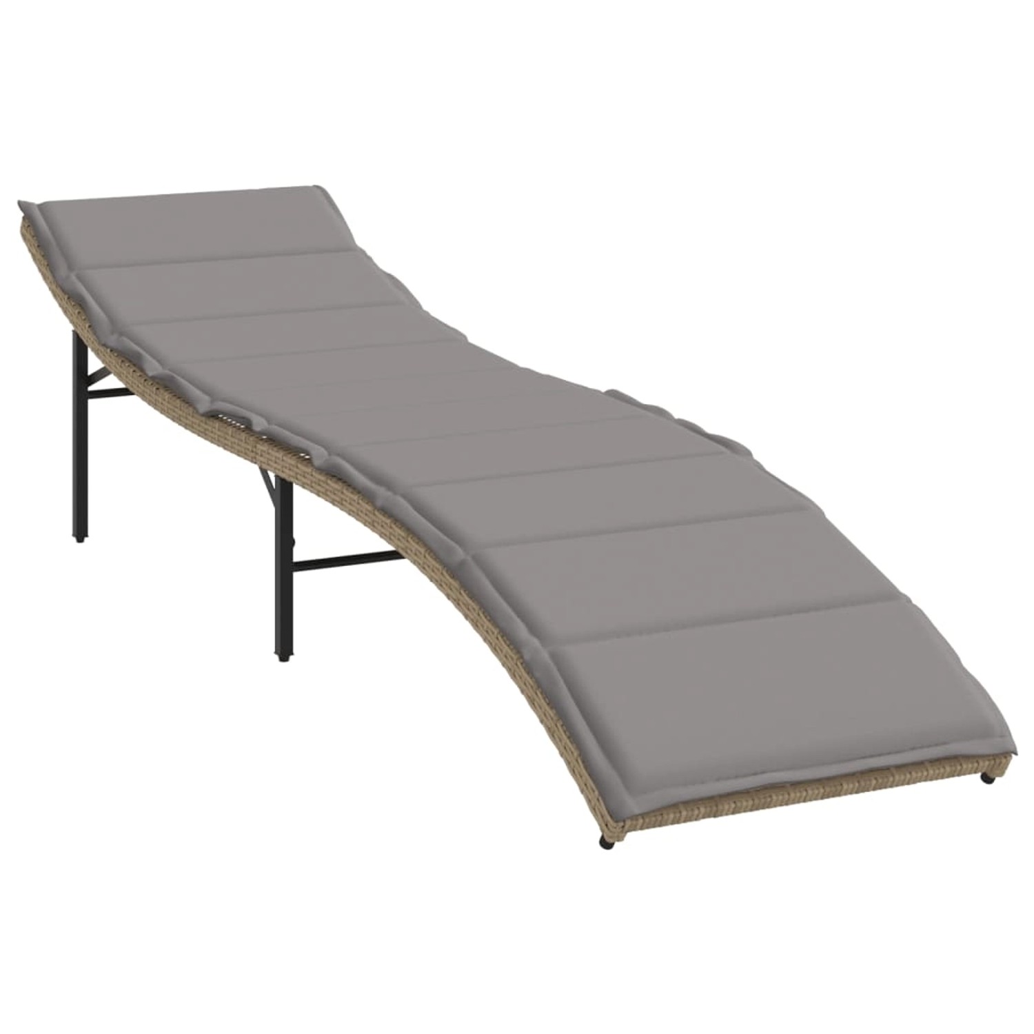 Thumbnail - vidaXL Sonnenliegen 2 Stk. mit Auflagen 55 x 199 x 50/68/82/89 cm Beige Poly Rattan