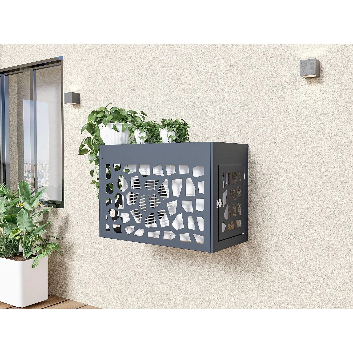 Vente-unique Abdeckung Für Klimagerät Kazoma Anthrazitgrau 100 cm_2