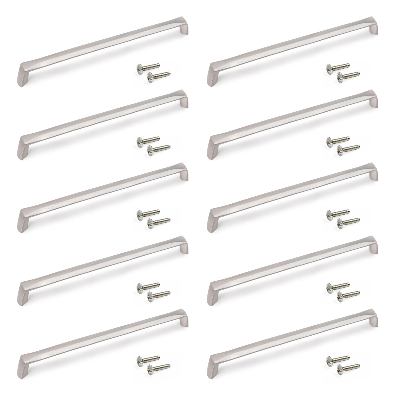 Emuca Lot von 10 Möbelgriffe Canton L174 mm 160 mm Achsenabstand Zamak Nickel Satiniert