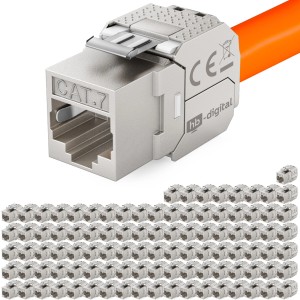 hb-digital CAT 7 Keystone Modul RJ45, werkzeuglos, vergoldete Kontakte, Netzwerktechnik.