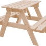 Timbela Kindersitzgarnitur M012-1 aus Holz, ideal für den Garten. Kindersitzgruppe mit Tisch und Bänken.