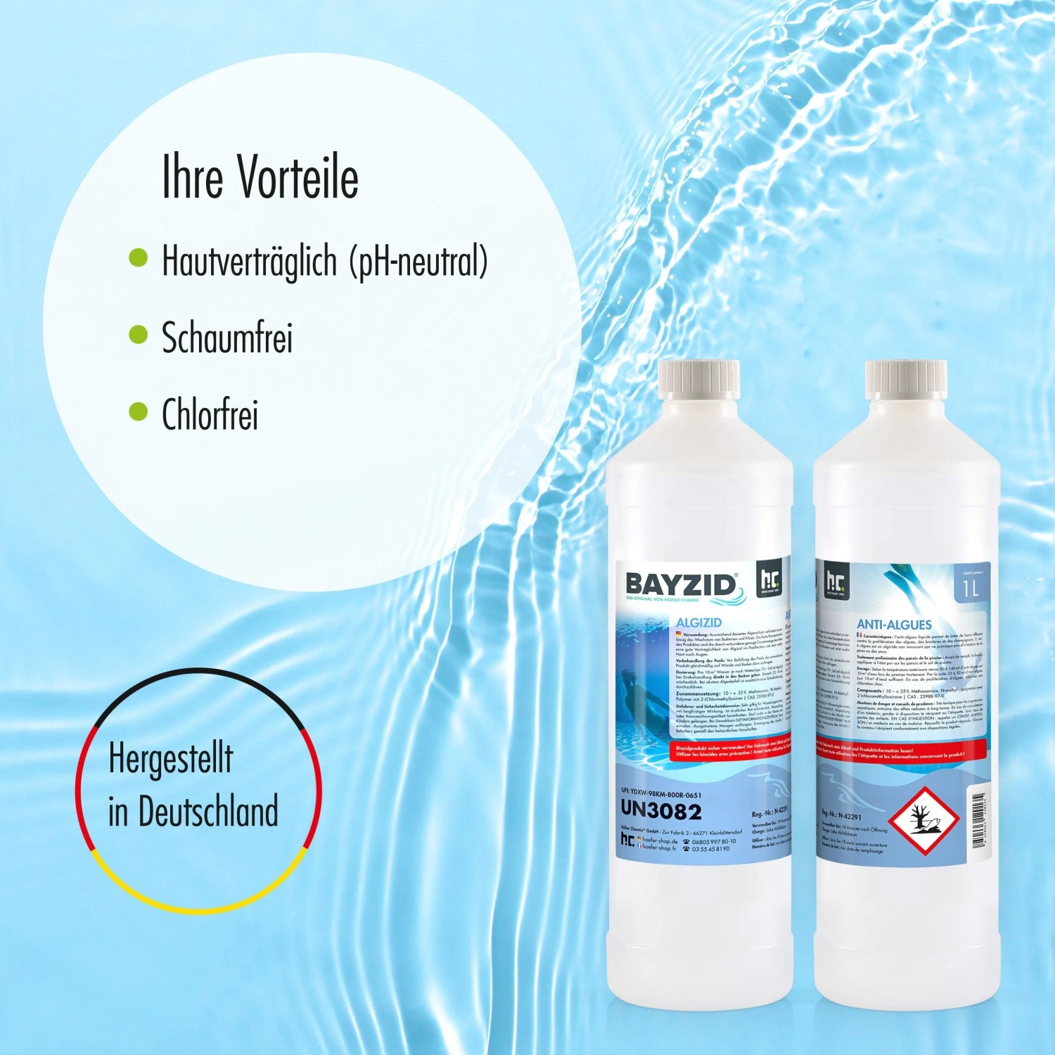 Bayzid Algizid Algenverhütung für Pools, 2x 5l Kanister. Algenbekämpfung für sauberes Poolwasser.