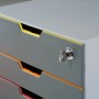 Durable Schubladenbox A4 Varicolor Safe mit 4 Fächern in Gelb, Orange, Rot und Lila, abschließbar.