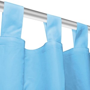 Türkis-farbene Schlaufen-Vorhänge aus Micro-Satin, 140x175 cm, Detailansicht.