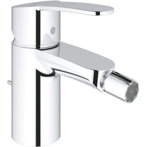 Grohe Eurostyle C Bidetarmatur DN 15 in Chrom mit Einhandbedienung und Zugstangen-Ablaufgarnitur.