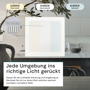 Quadratische LUXULA LED Aufbauleuchte mit einstellbarer Lichtfarbe (CCT) in Weiß. Ideal als Bad- oder Deckenlampe.