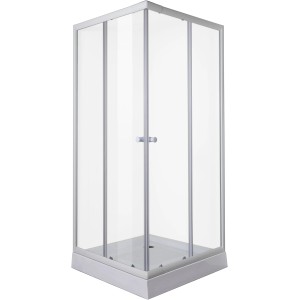 Weißer Eckeinstieg für Dusche, variabel einstellbar, 190 cm hoch.