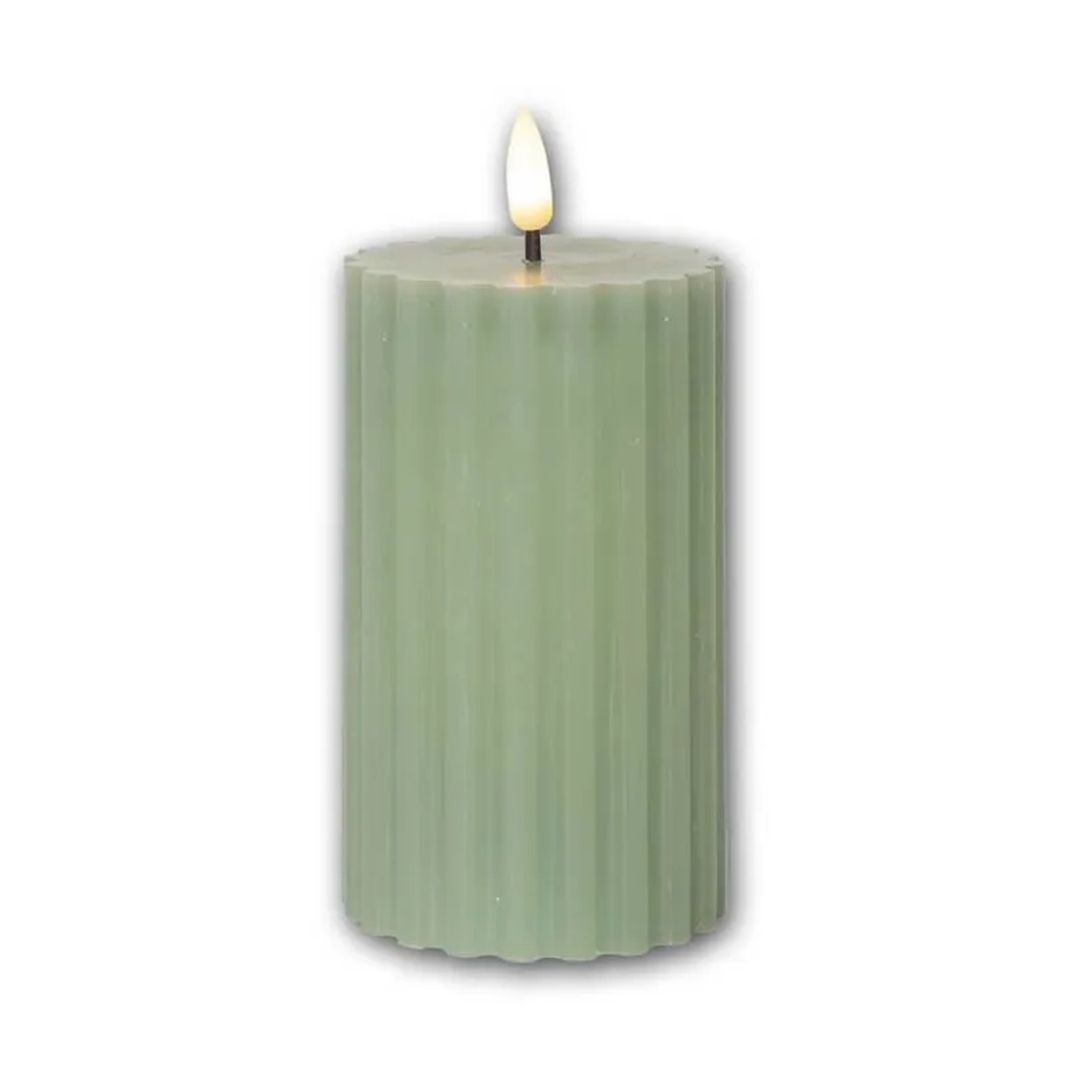 Star Trading LED Stumpenkerze STRIPE Grün 3D Flamme & Timer