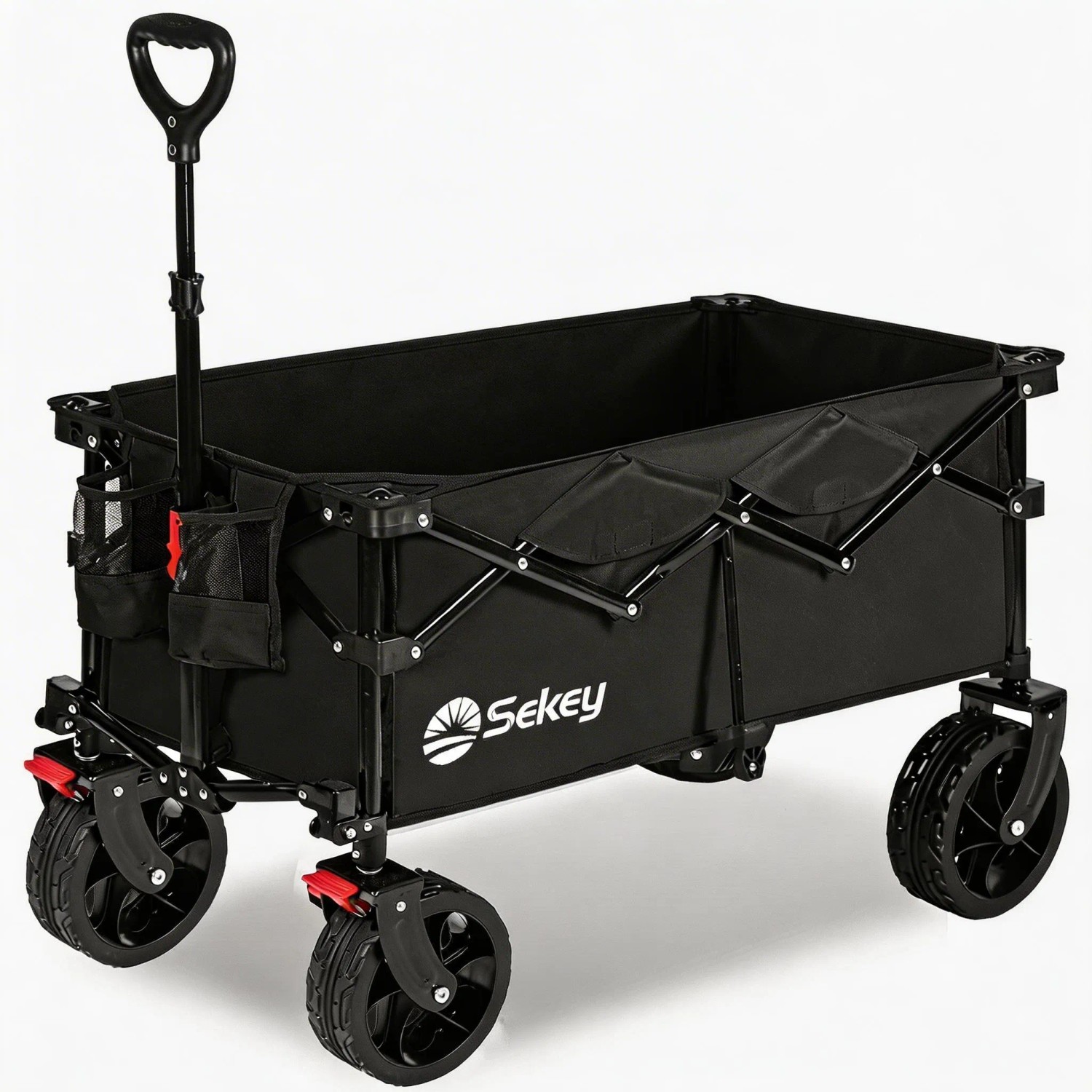 Sekey XXL Bollerwagen Faltbar mit Bremsen 150L Schwarz