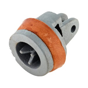 Kolben für Handschwengelpumpe aus Grauguss mit Ledermanschette.