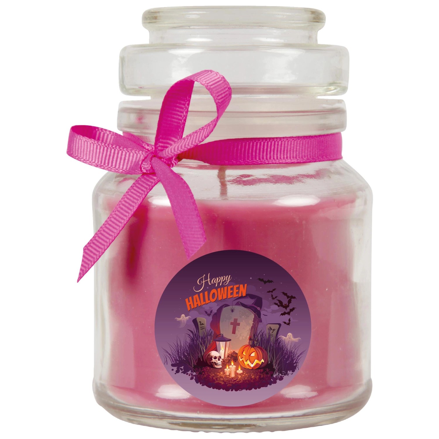 HS Candle Duftkerze & Glas Halloween Lila Bonbon 30h günstig online kaufen