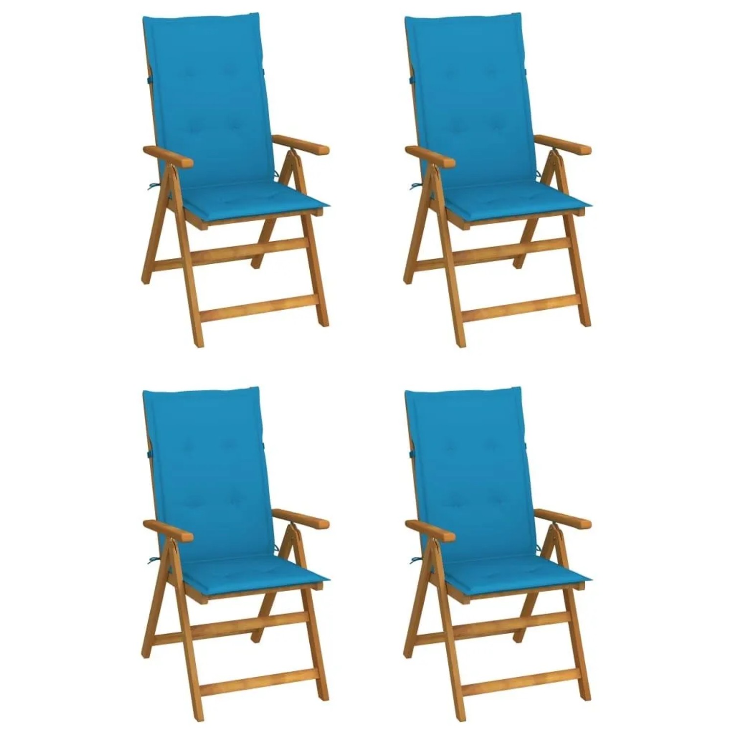 vidaXL Hochlehner Verstellbar 4 Stk mit Auflagen Massivholz Akazie 3065351