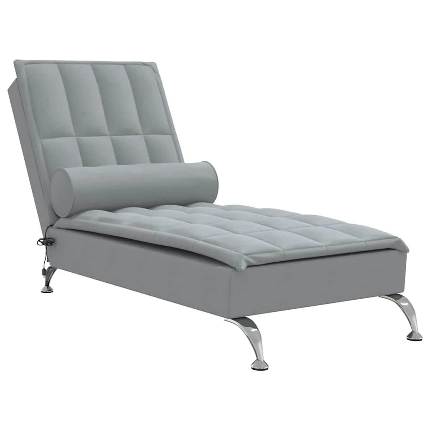 vidaXL Massage-Chaiselongue mit Nackenrolle Hellgrau Stoff 379443