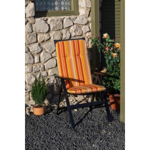 Beo Sitzauflage Hochlehner Edremit im 6er-Set, gelb gestreift, für Gartenstühle.