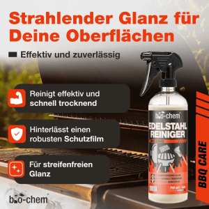 bio-chem Edelstahlreiniger 750 ml Pflegespray Streifenfrei mit Mikrofasertuch