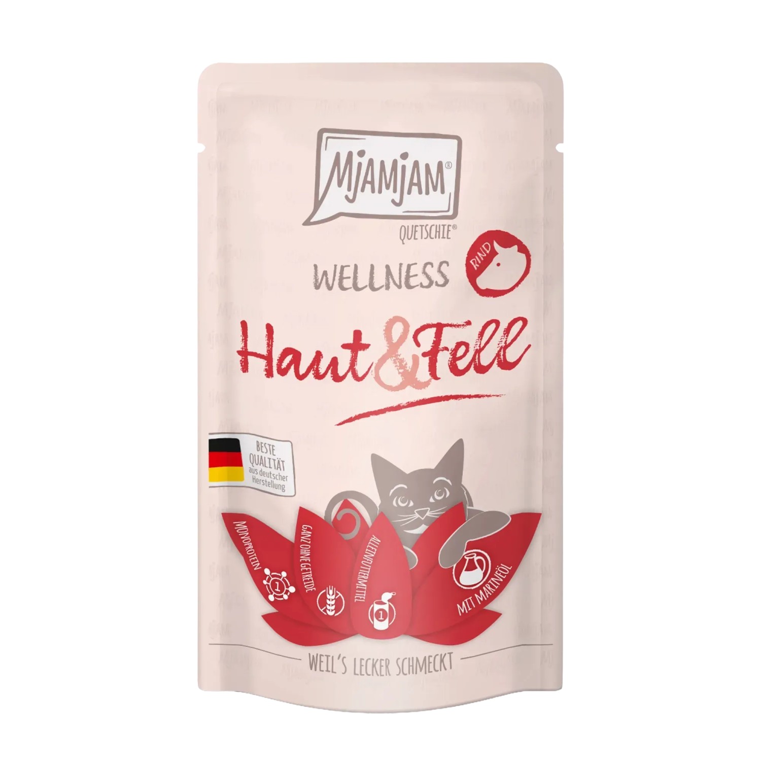 Mjamjam Katzen-Nassfutter Wellness Haut & Fell Rind 125 g