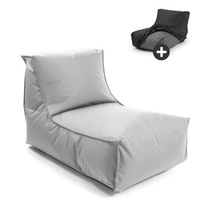 Grauer mokebo Sitzsack Sundowner mit wasserabweisender Schutzhülle für Indoor & Outdoor.