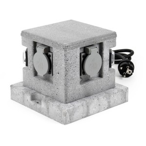 Wiltec Gartensteckdose 4Fach Granitoptik Außensteckdose Sensor Ip44 Steckdosenstein
