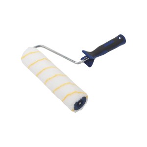 LUX Goldfaden-Farbroller Kurzflor, 25 cm, mit 2K-Softgriff in Schwarz-Blau für glatte Flächen.