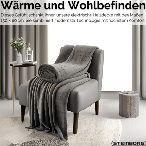 Steinborg SB-9521 Heizdecke mit Timer 6 Temperaturstufen 150x80 cm