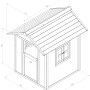 Axi Lodge Spielhaus Karibisches Blau, 135x111x133 cm, mit Maßen als Strichzeichnung.