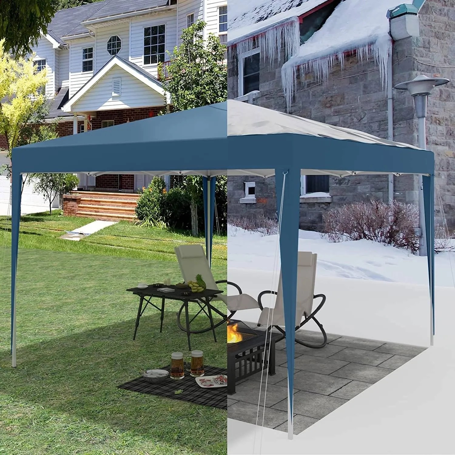WOLTU Pavillon Pop-Up Wasserdichter Sonnenschutz 3 x 3 m Blau_7