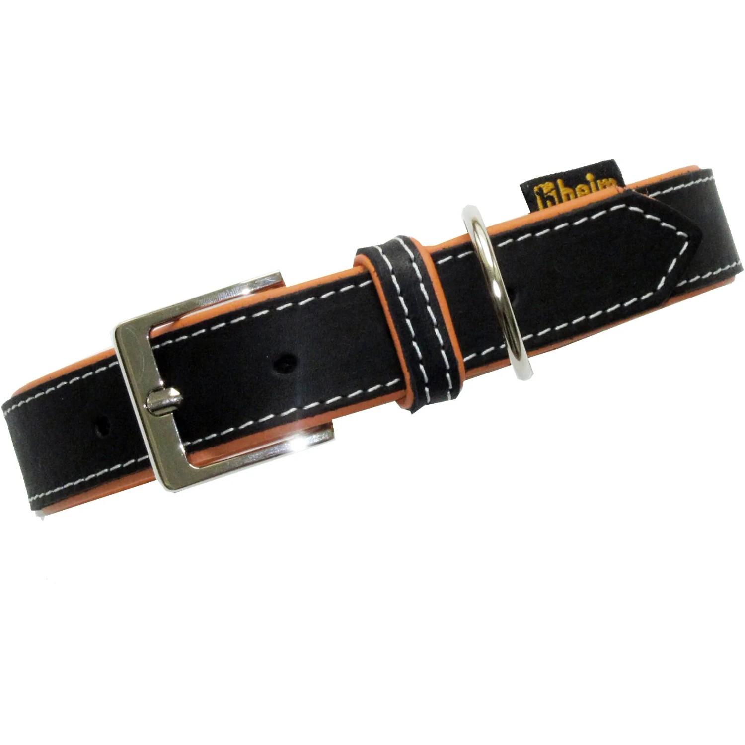 Schwarzes Heim Hundehalsband Florenz aus Leder, 25 mm breit und 50 cm lang.