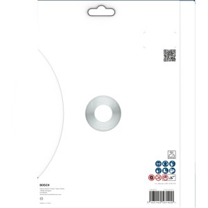 Bosch Diamanttrennscheibe für Keramik Ø 230 mm in weißer Kartonverpackung. Silberne Scheibe, Zubehör für Winkelschleifer.