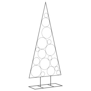 Schwarzer Metall-Weihnachtsbaum, 180 cm hoch, mit Kreisen gefüllt, für moderne Weihnachtsdekoration.