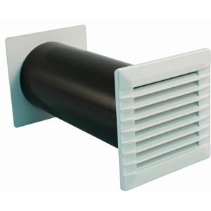 Marley Teleskop Mauerlüfter mit Rückstauklappe für Flachkanal System 100.