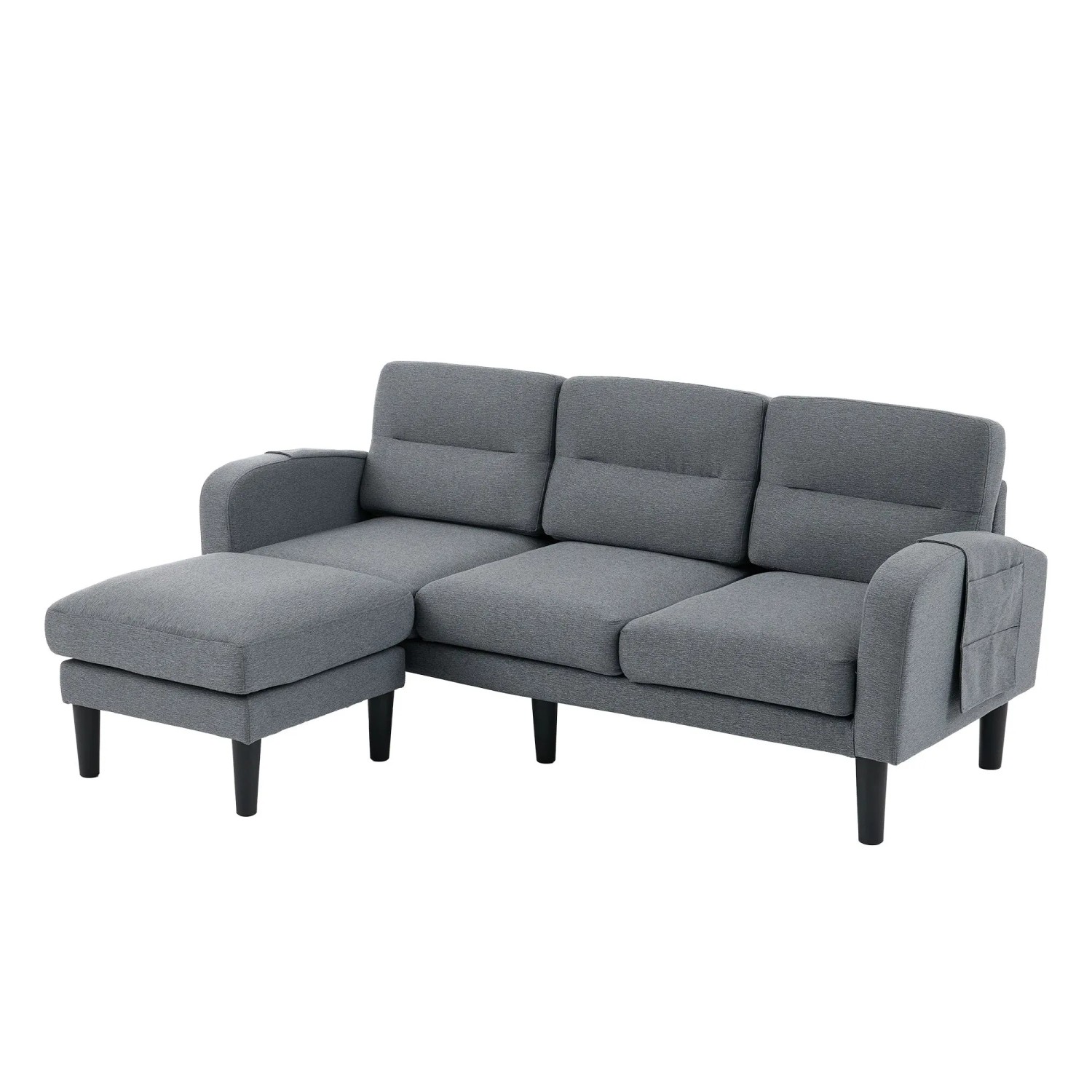 Merax L-Sofa 204x136x80 cm Grau Chaiselongue Tasche