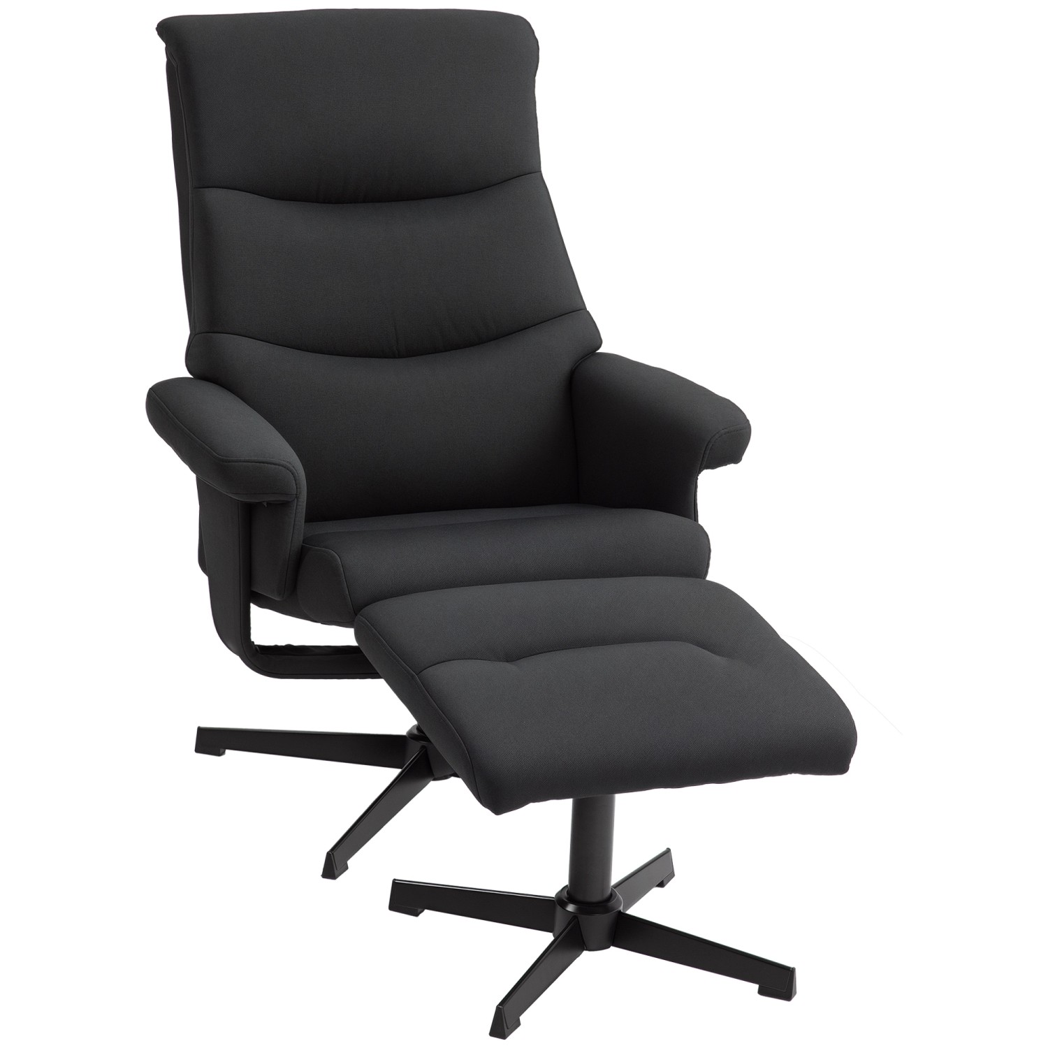 HOMCOM Relaxsessel mit Hocker Polyester Schwarz 74L x 81B x 102H cm günstig online kaufen