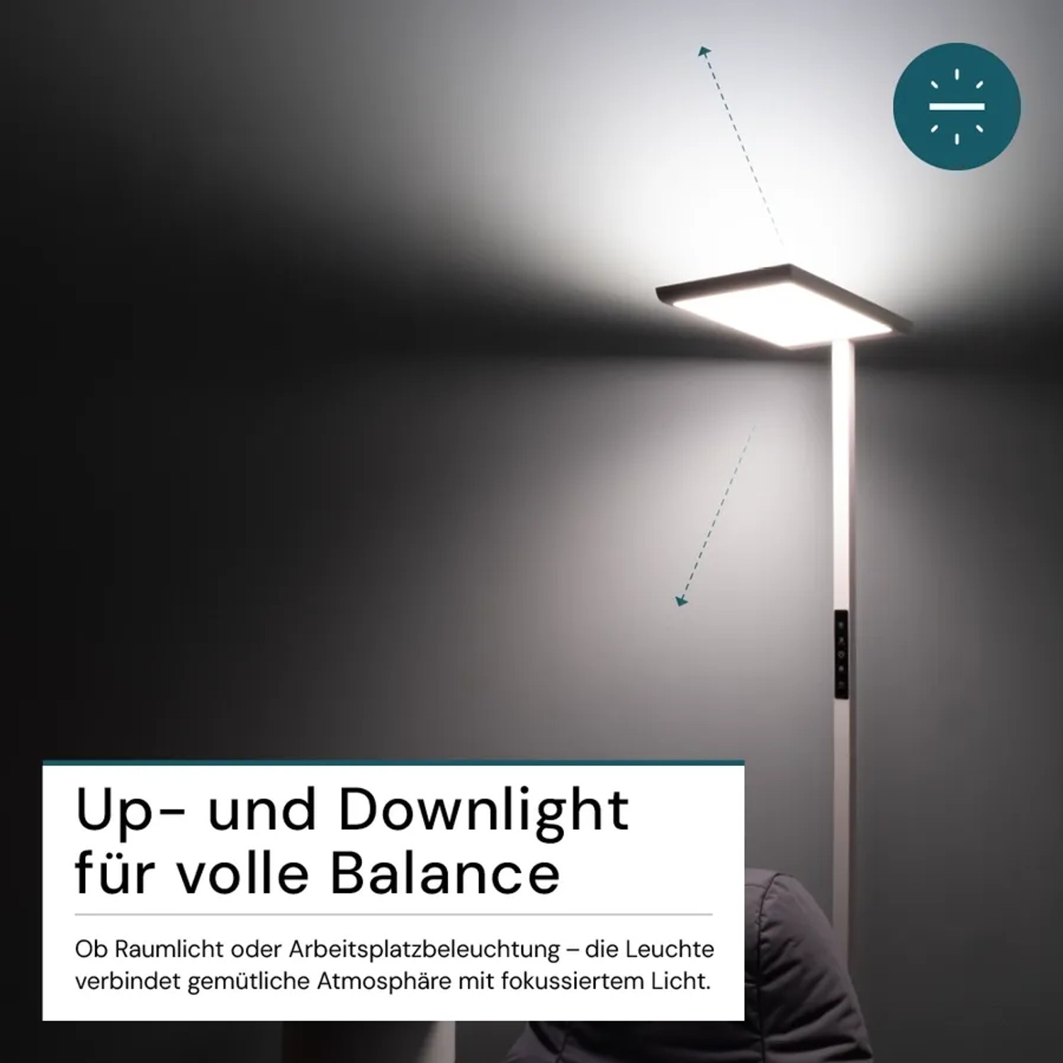 LUXULA LED Stehleuchte 100W 7000lm Bürostehleuchte Up- Downlight Augenschonend UGR16 CRI98 4000K Neutralweiß Dimmbar Stehlampe Weiß_3