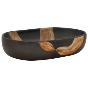 vidaXL Aufsatzwaschbecken Schwarz Oval 59x40x14 cm Keramik 155106